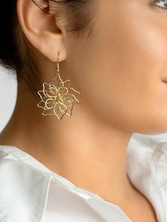 adornia Jewelry - Adornia 14K Plated Wire Flower Drop Earrings